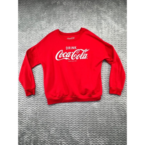 Coca Cola Sweatshirt Red Graphic Pullover Crew Neck Medium Womenswear - Picture 1 of 8